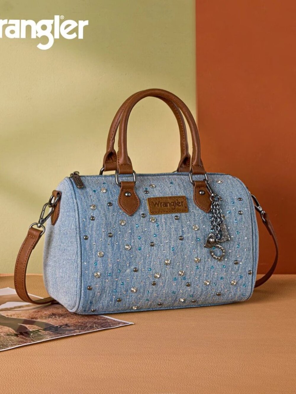 Wrangler Western Rhinestone Denim Boston Bag/Crossbody Jean
